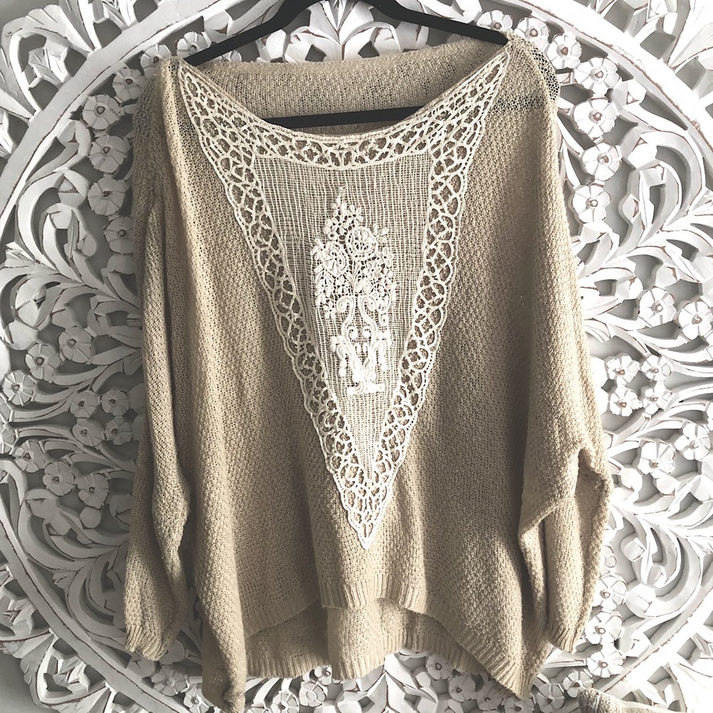 4/$25• oversized sweater w/ victorian details